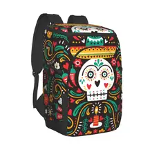 Thermal Backpack Dia De Muertos Skull Sombrero Waterproof Cooler Bag Large Insulated Bag Picnic Cooler Backpack Refrigerator Bag