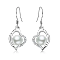 trendy pearl earrings accessories 925 silver jewelry with zircon gemstone heart shape drop earrings for women wedding party gift