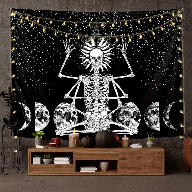 

Psychedelic Skull Art Tapestry Living Room Decoration Dormitory Bedroom Home Wall Decoration Wall Decor Tapiz Pared Tapiz Playa