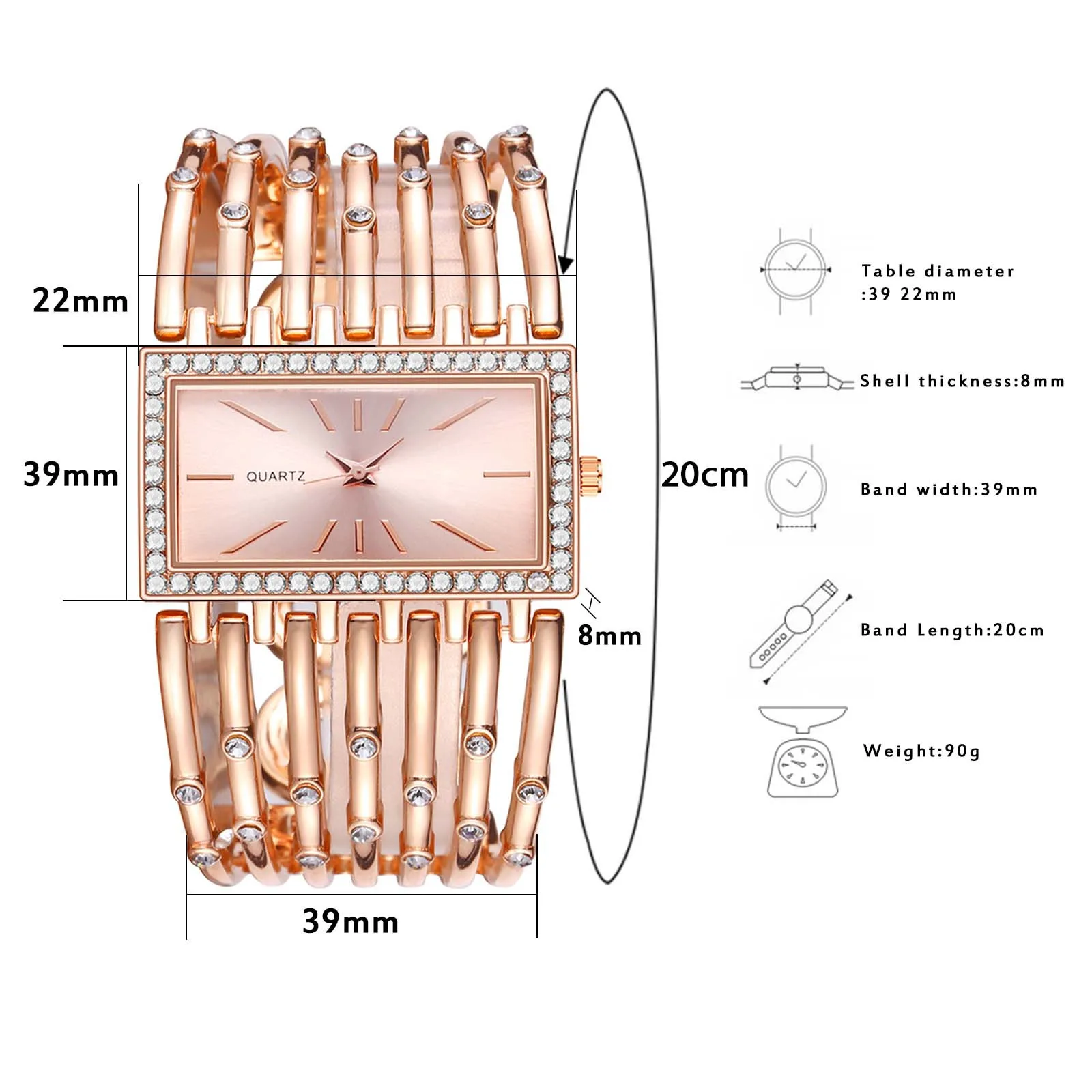 

Smart Watch vansvar Casual Quartz Stainless Steel Band Women Flower Rhinestone Watch