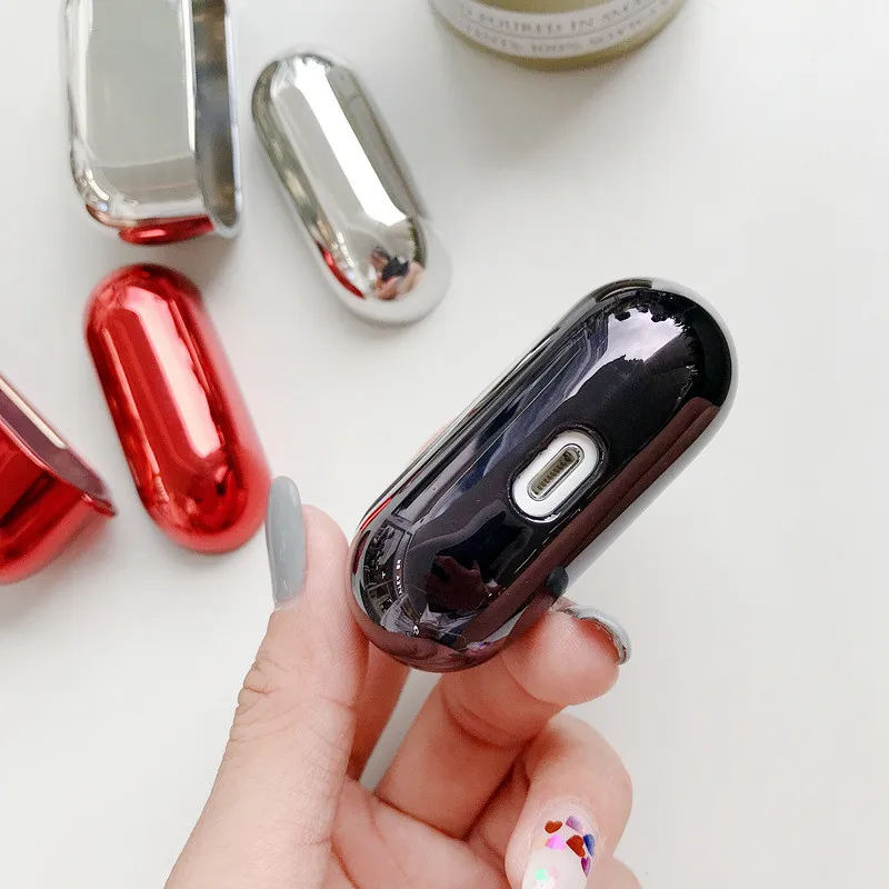 Защитный чехол для airpods Pro жесткий пластик с гальваническим покрытием логотипом
