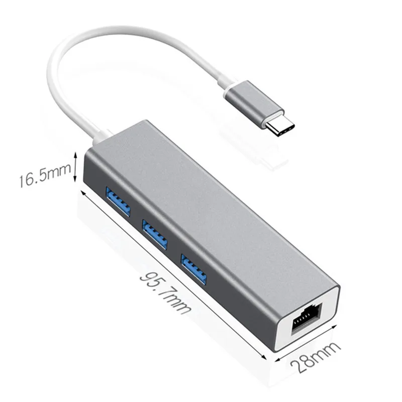 Usb-хаб Type-c к Rj45 100Mbp 3 порта USB 0 сетевая карта TYPEC для планшета ноутбука