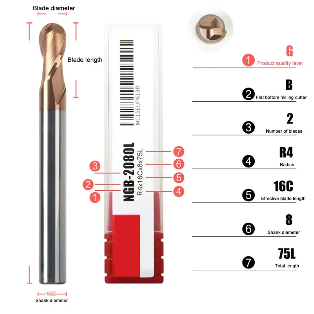 Прочный токарный станок с 2 зубьями и ЧПУ вольфрамовый стальной шариковый нос