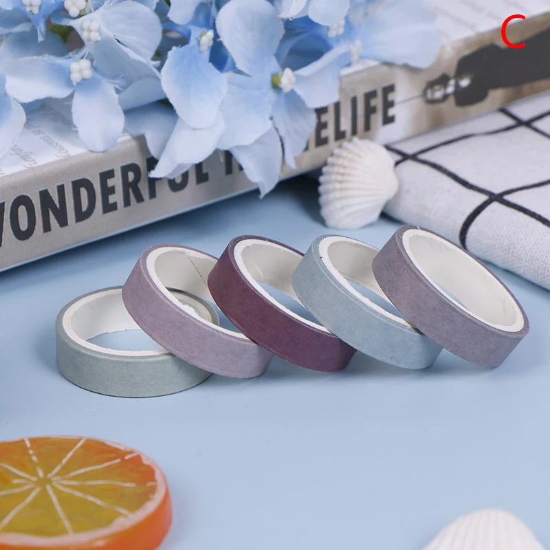 

5pcs Retro Small Fresh Colored Paper Tape Grid Decorative Adhesive Tape Color Covering Tape Scrapbooking