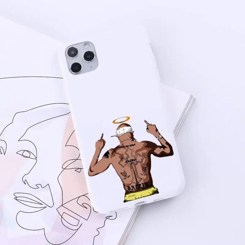 

2Pac Rapper cartoon pattern Phone Case Candy Color for iPhone 6 7 8 11 12 s mini pro X XS XR MAX Plus