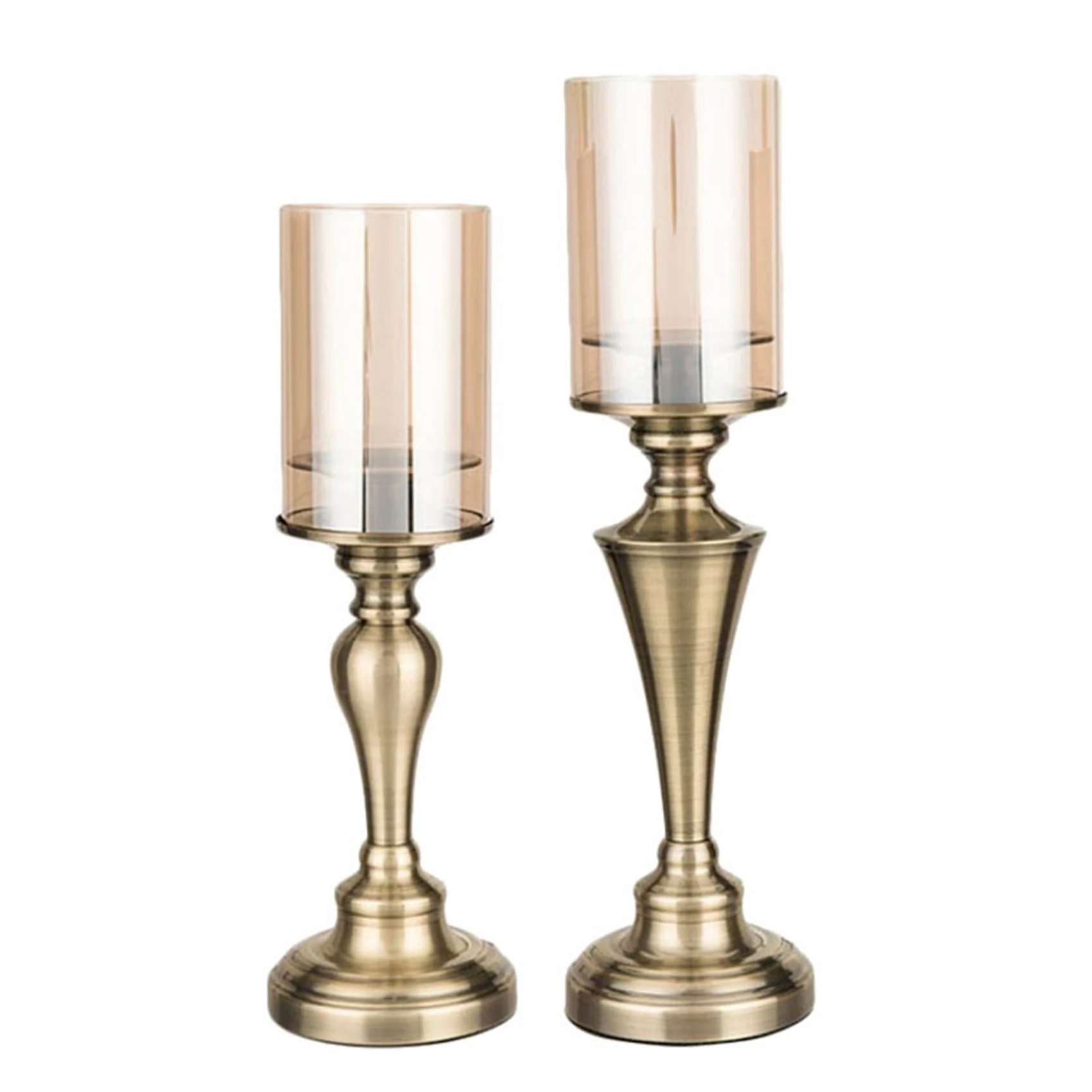 

2PCS Candelabra Retro Glass Candlestick Tea Lights Candle Holder,for Candlelight Dinner Wedding Gift Event Wedding,L & S