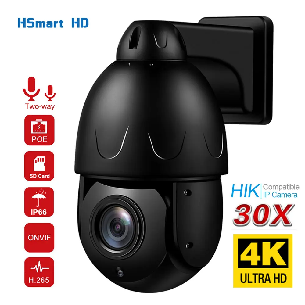 Купить Скоростная купольная IP-камера видеонаблюдения SONY IMX415, 8 Мп, POE, 30x, PTZ, оптический зум, водонепроницаемая инфракрасная камера наружного наблюд...