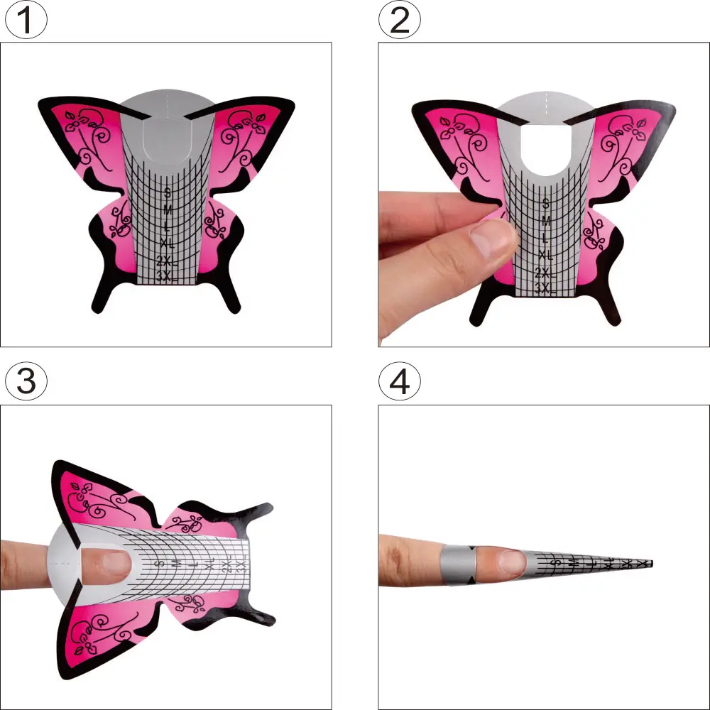 20/50/100 шт. форма ногтей розового цвета с бабочками гель для Неил арта украшения