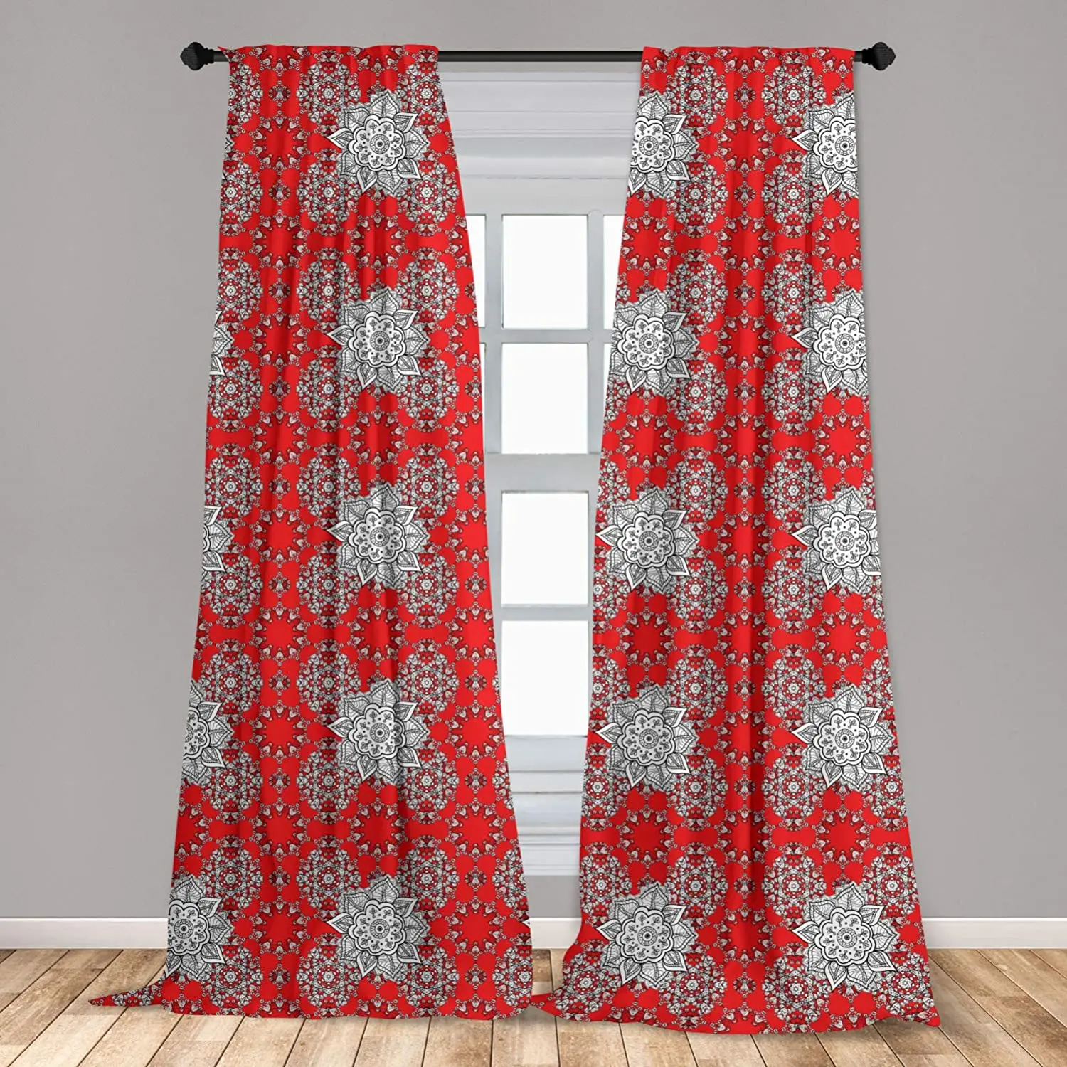 Красная Мандала оконная занавеска дизайн рисунок рисунки стильные цветы легкий