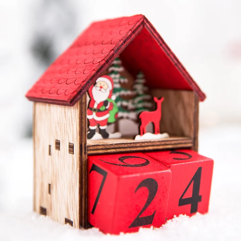 Новый светящийся Рождественский деревянный календарь настольный декор форма