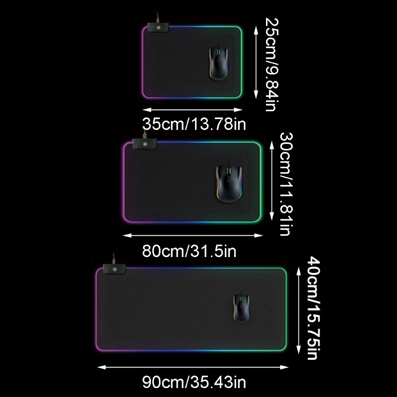 Игровой коврик для мыши с RGB подсветкой 7 светодиодных режимов светильник