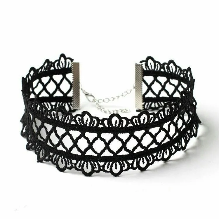 Модное кружевное цветочное ожерелье в готическом стиле черное подарки для