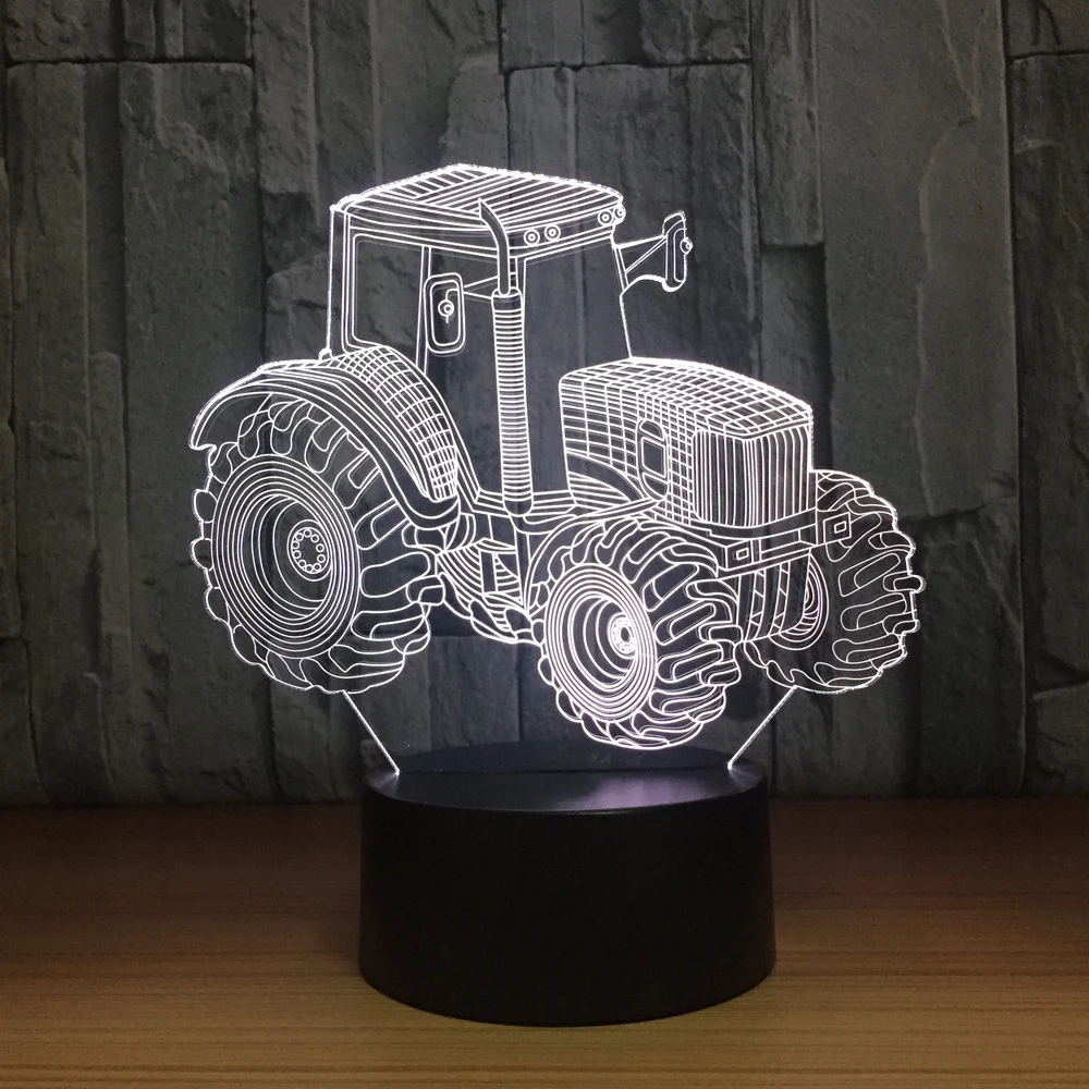 Трактор 3D светодиодный ночник RGB 7 цветов Изменение Настольная лампа фигурки 2232