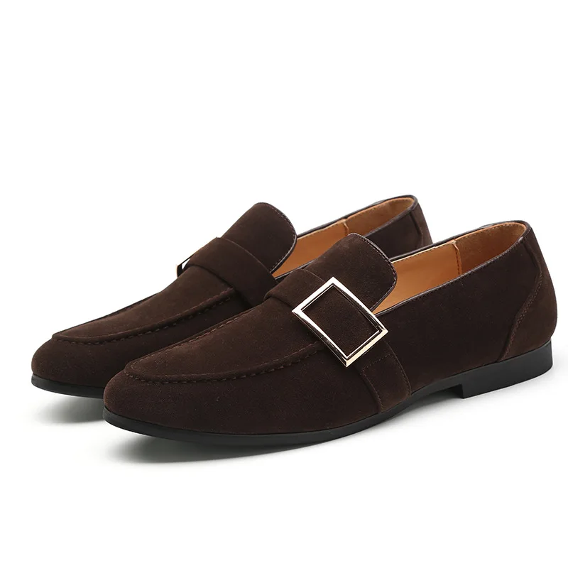 

Autumn new men's leather shoes Korean version of bean shoes men's personality belt buckle tide men's one-foot male shoes