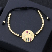 aibef fashion gold color copper beads adjustable bracelets for women boho cubic zirconia bracelet femme charm party jewelry gift
