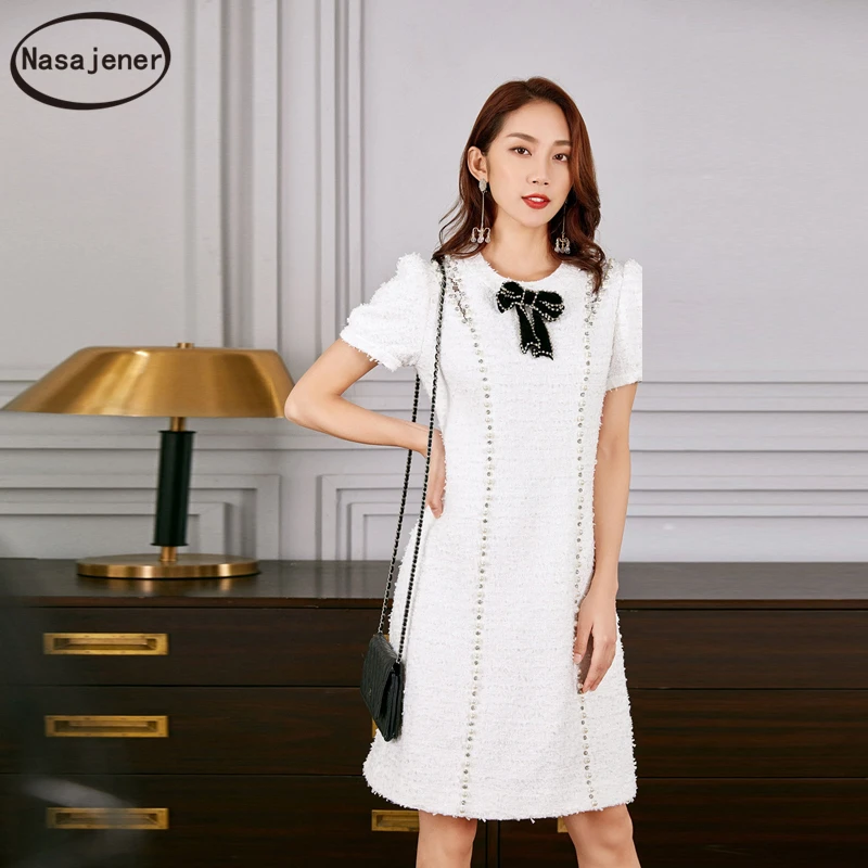 Новинка модное осеннее белое платье миди для подиума женские платья с коротким