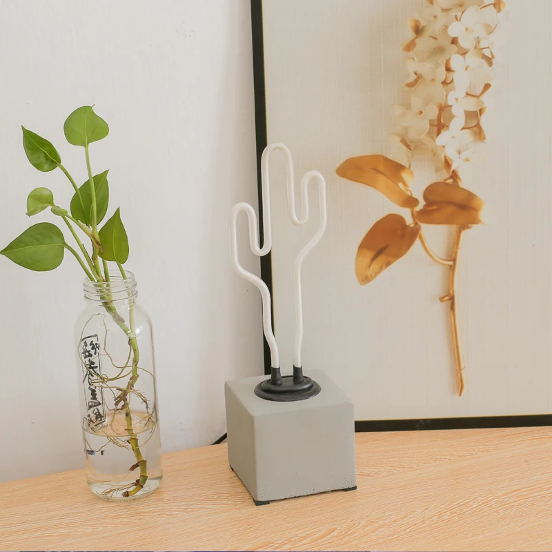 Неоновая стеклянная вывеска в виде кактуса рекламная 3D неоновая лампа