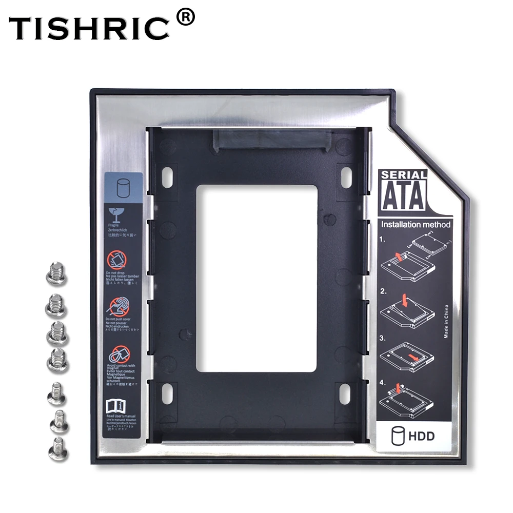 

TISHRIC алюминиевый переходник для установки второго жесткого диска 9,5 мм 12,7 мм Optibay SATA 3,0 2,5 дюйма