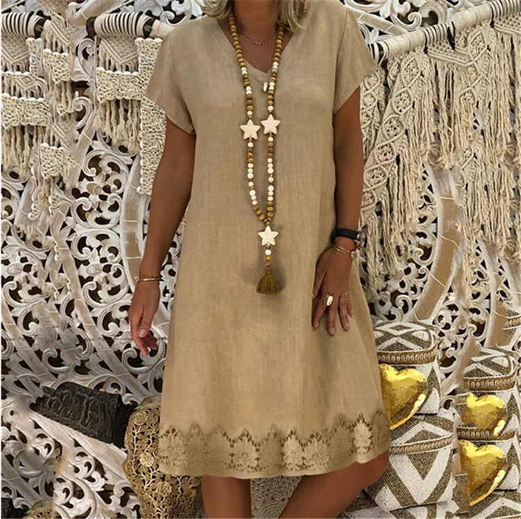 Платье женское с цветочным принтом и V-образным вырезом свободный вечерний