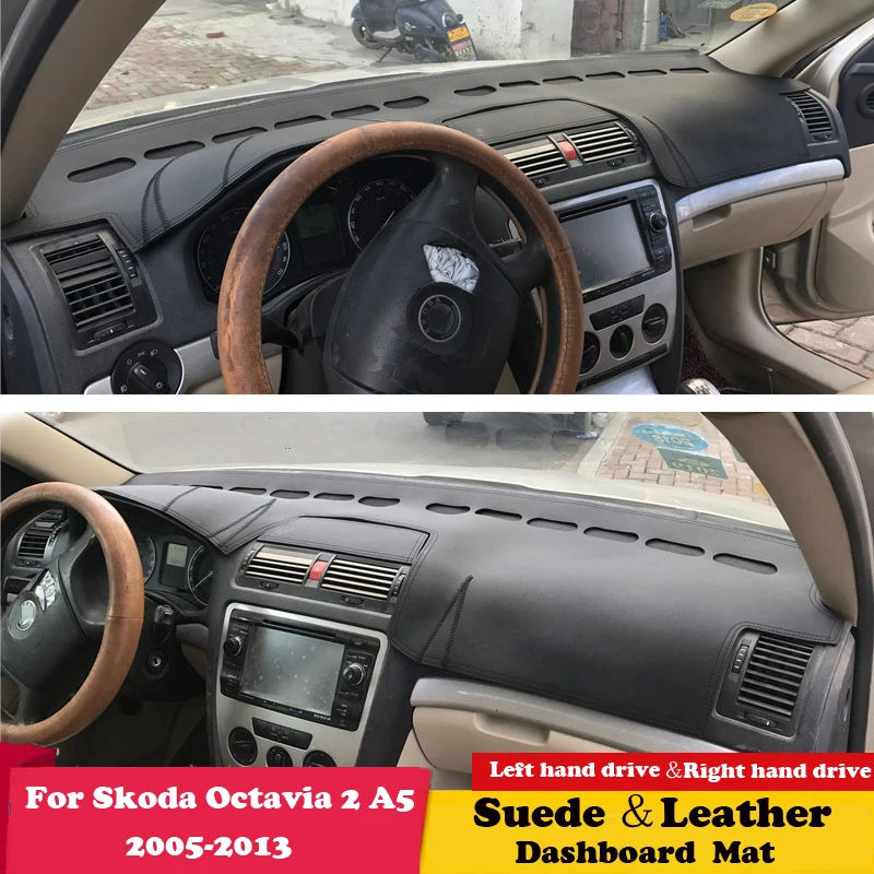 

For Skoda Octavia 2 A5 MK2 1Z 2005 - 2013 Leather Dashmat Dashboard Cover Pad Dash Mat Carpet Car-Styling Accessories Rug Suede