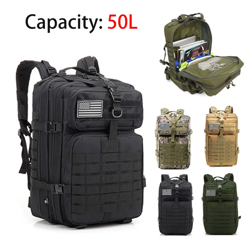 50L Camping Backpack Men Army Military Tactical Backpack 3P Softback Outdoor Waterproof Bug Rucksack Hiking Camping Hunting Bags enlarge