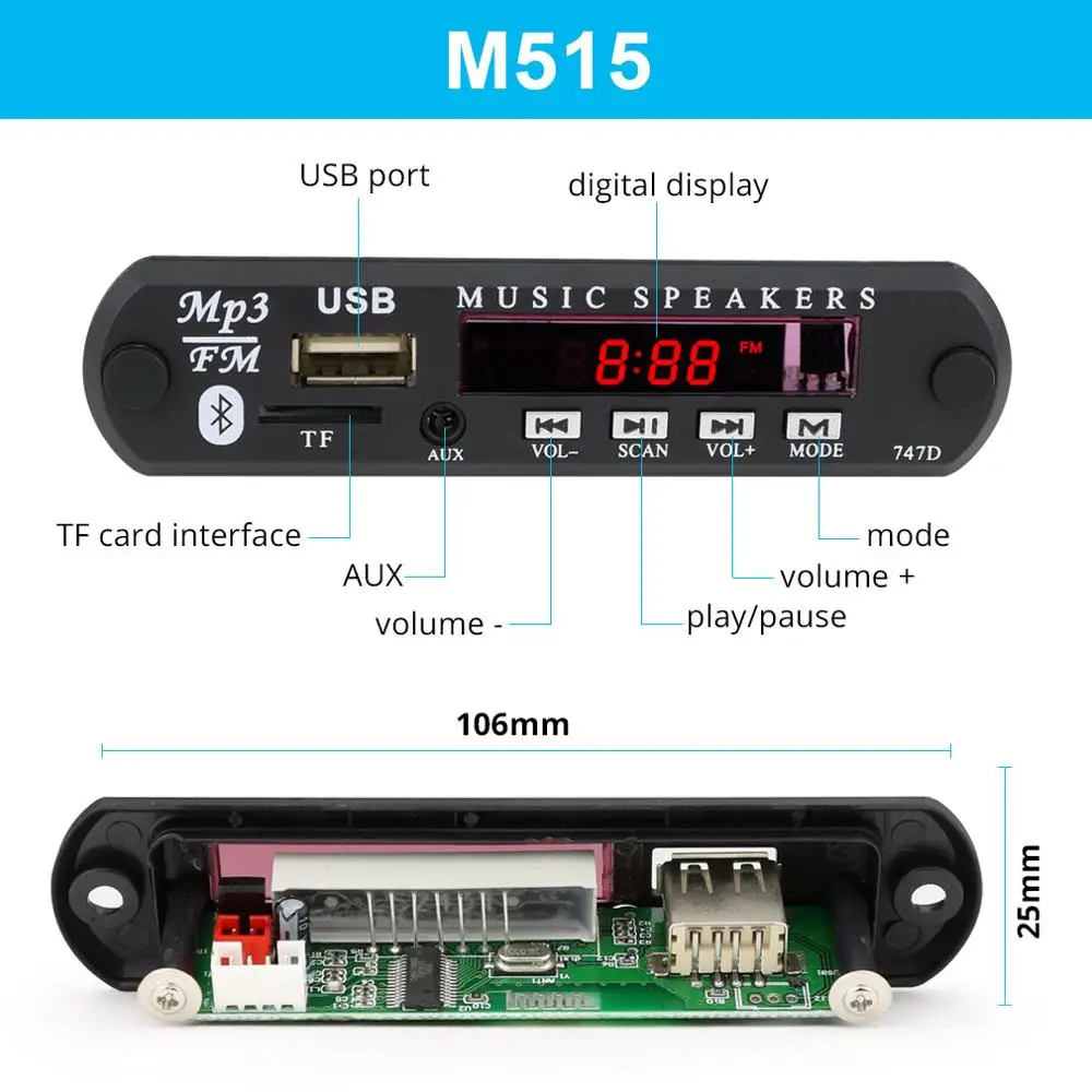 MP3 плеер Bluetooth декодер доска беспроводной MP3 модуль 12 в аудио плеер с пультом дистанционного управления радио USB TF для автомобиля MP3 декодер