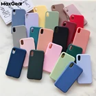 Простой милый мягкий чехол карамельных цветов для iPhone 11 Pro XR X XS Max 6 6S 7 8 Plus SE 2 2020 модный однотонный силиконовый чехол Coque