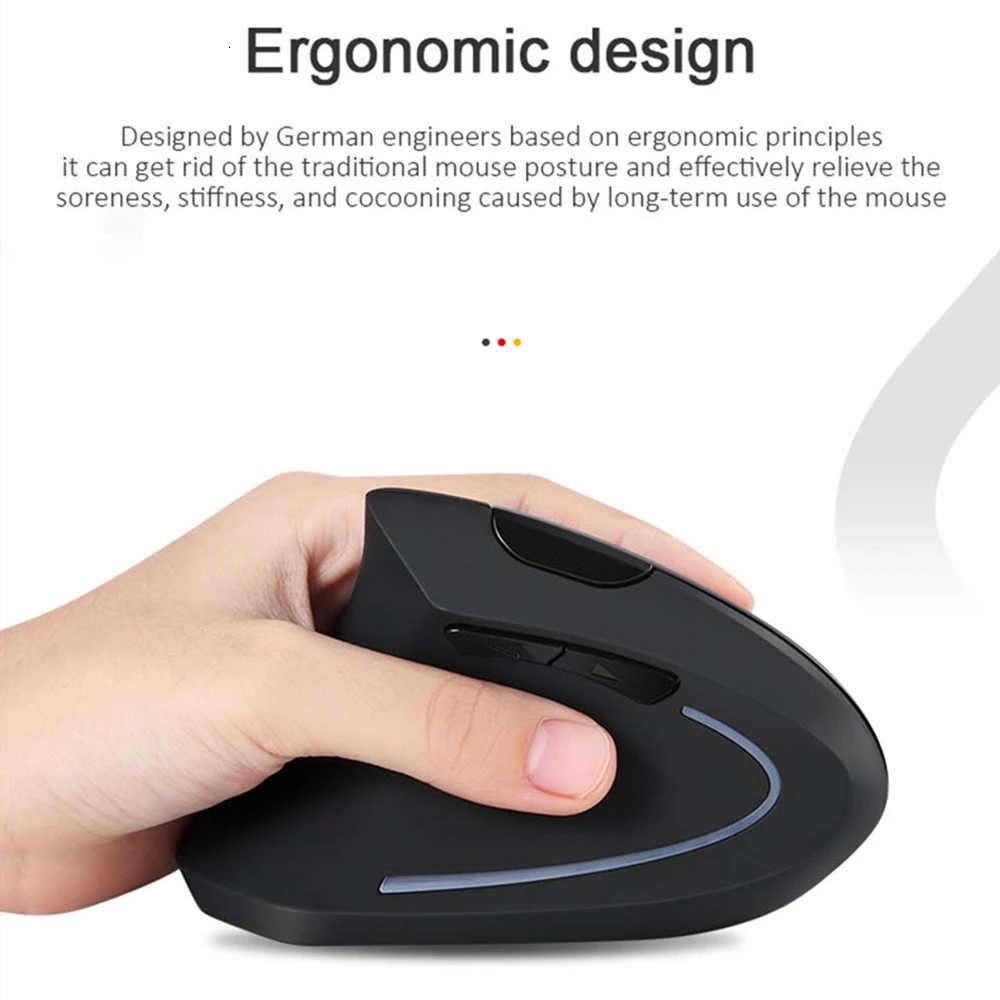 Беспроводная Вертикальная мышь перезаряжаемая левосторонняя портативная