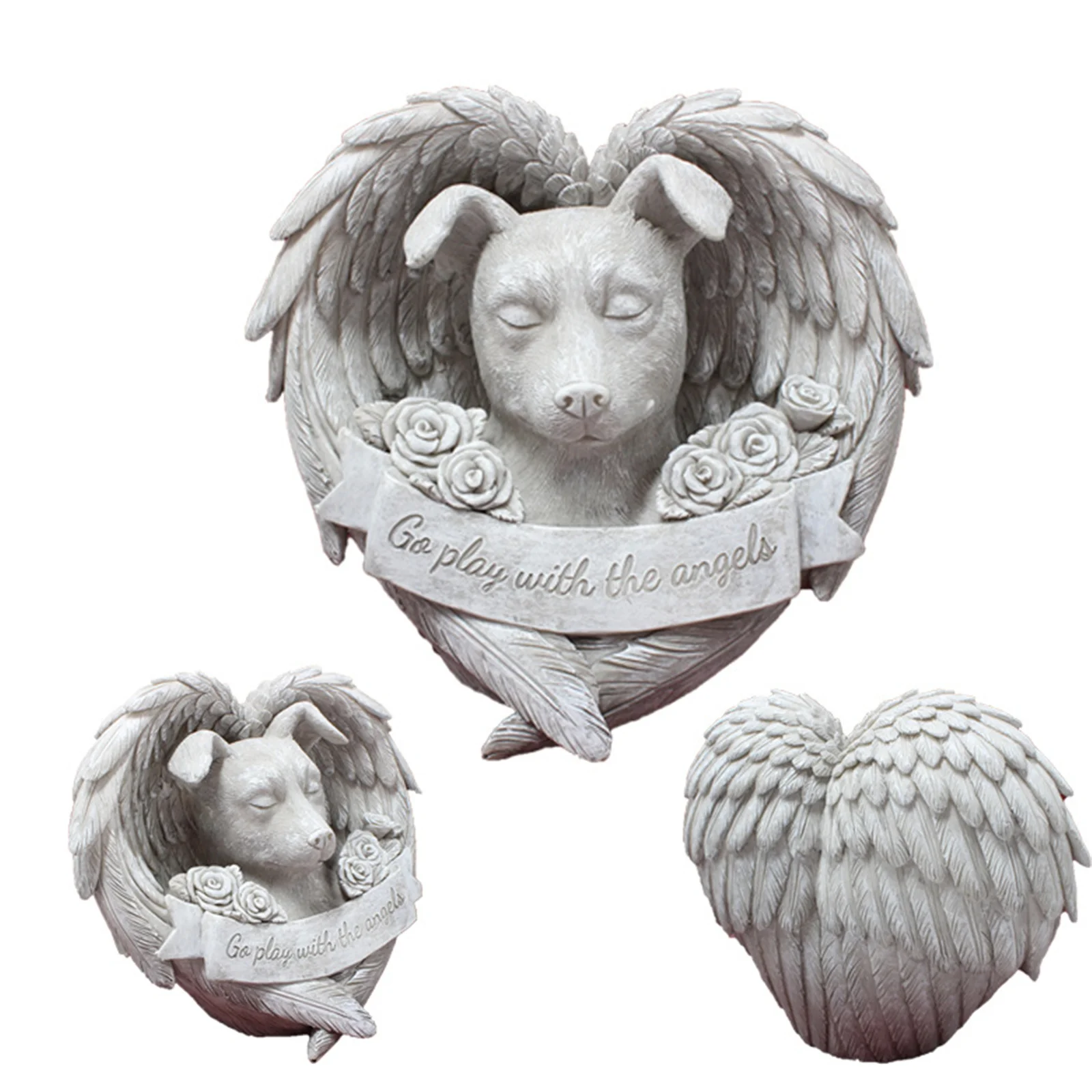 

Resin Puppy Dog Cat Monument Ornaments Pet Angel Wing Tombstone Cat Dog Angel Decoration Resin Crafts Garden Decorations Statues