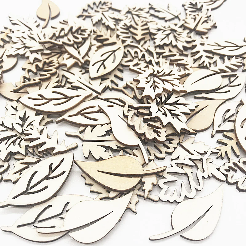 50 шт смешанные цвета в форме листьев лазерная резка и под любую индивидуальную