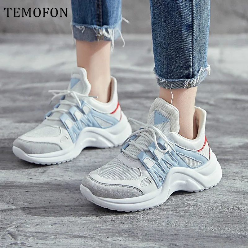 Женские массивные кроссовки TEMOFON Женская Повседневная Вулканизированная обувь