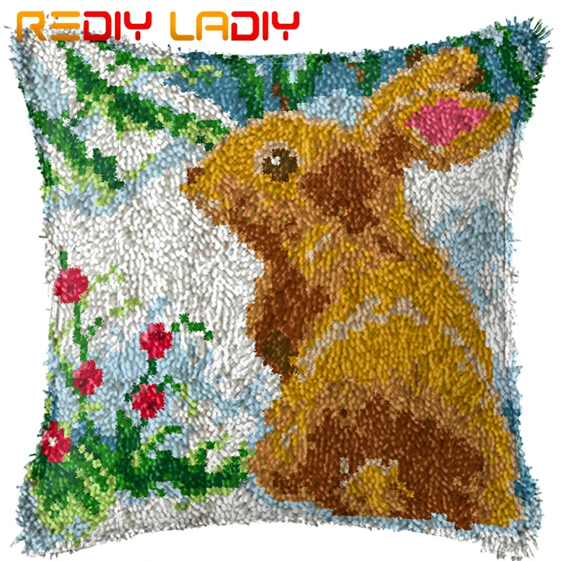 Крюк с защелкой подушки Снежный кролик предварительная Печать Подушка из