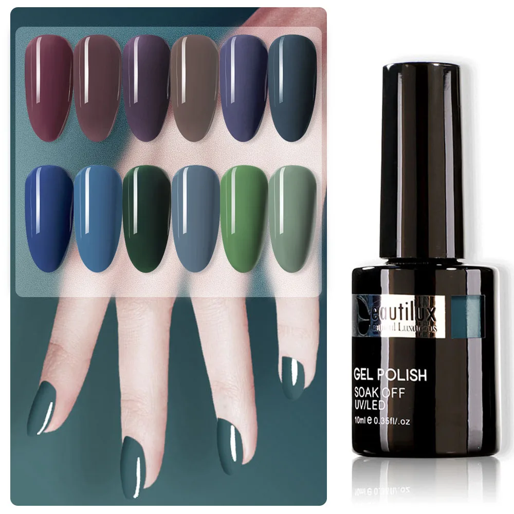 Beautilux Гель лак для ногтей цвет: синий/зеленый/фиолетовый осень зима Цвет гель лак!