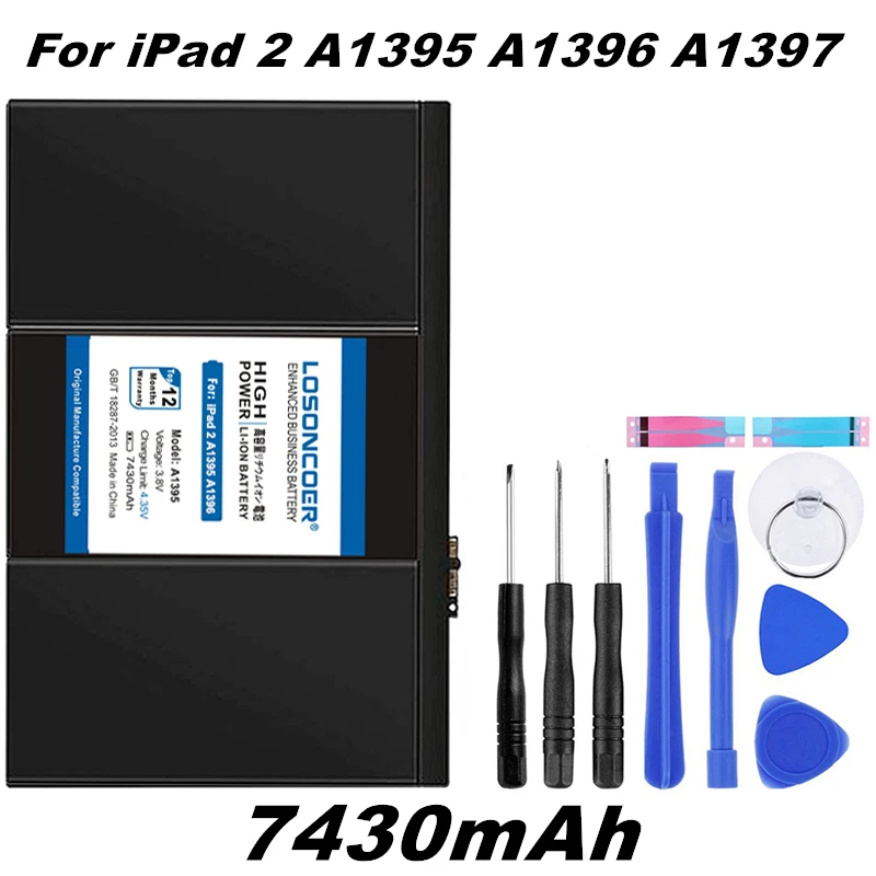 LOSONCOER 7430 мАч A1395 батарея для iPad2 iPad 2 A1395 A1396 A1397 A1376 A1316 сменная батарея+ Бесплатные инструменты