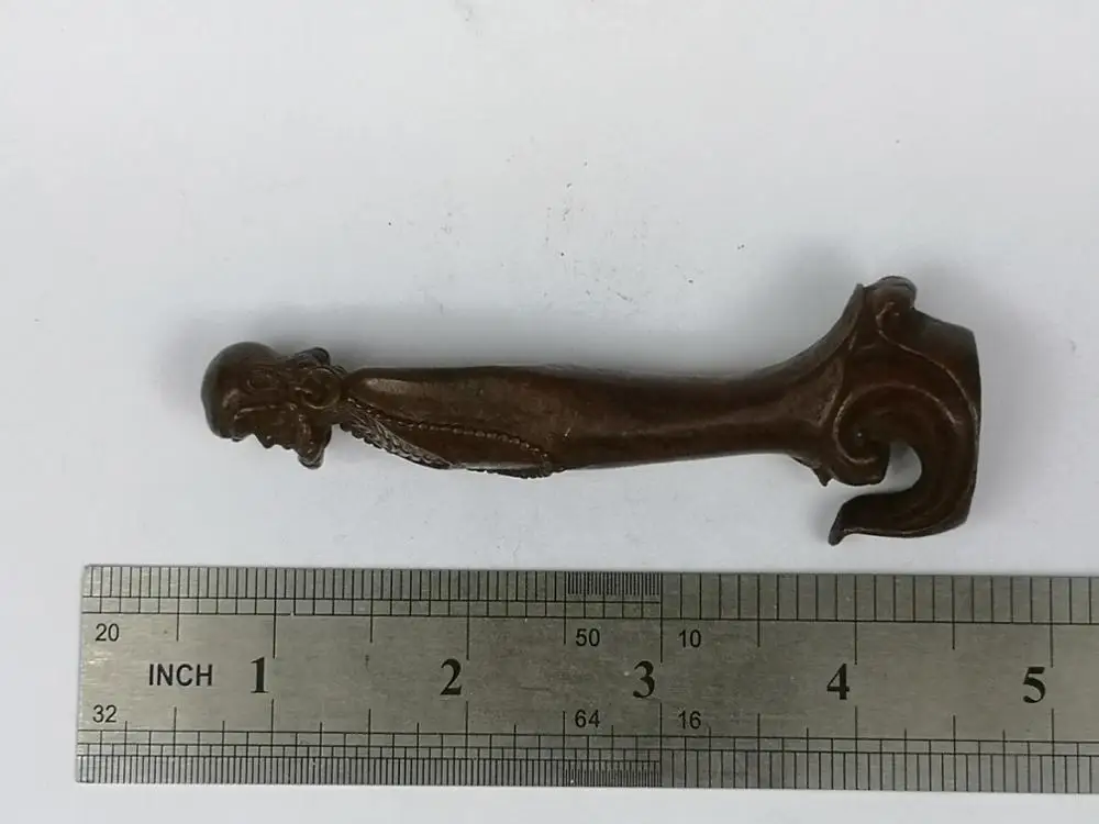 

YIZHU CULTUER ART Collection Old China Bronze Carving Bodhidharma Statue Incense Base Family Decoration Gift