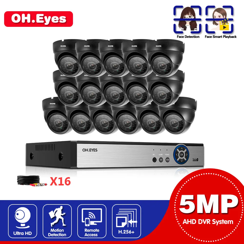 

Система видеонаблюдения OH.eyes DVR CCTV, 16 ИК-камер наружного наблюдения или 5,0 МП, комплект видеонаблюдения P2P