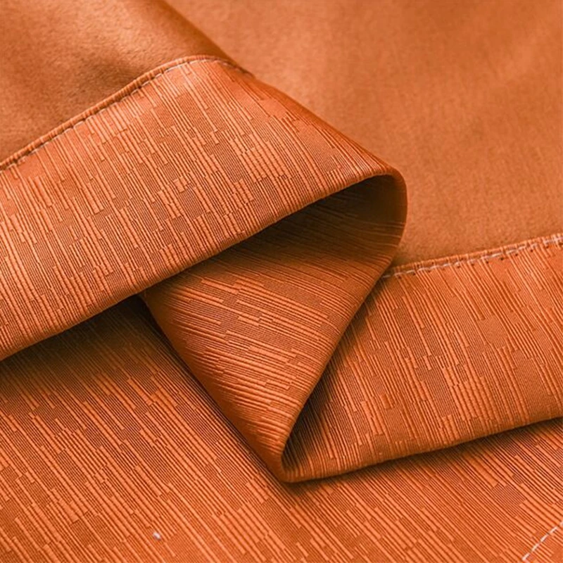 Nordic Light Luxury Textured Jacquard Blackout Curtain For Living Room Bedroom Modern Orange Grey Window Drapes Custom ZH548 | Дом и сад