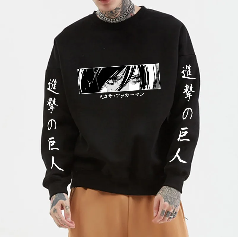 

Mikasa Ackerman Cool Swetshirts Attack on Titan Hoodies Japanese Anime Mikasa Eyes Print Sweatshirt Streetwer Clothes Mikasa Top