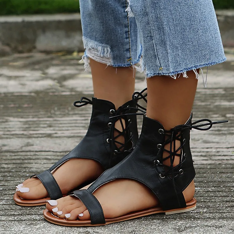 

Hot Women's Sandals Buckle Strap Beach Shoes Ladies Casual Female Fashion Brand Flats Leather Sadalias Femininas