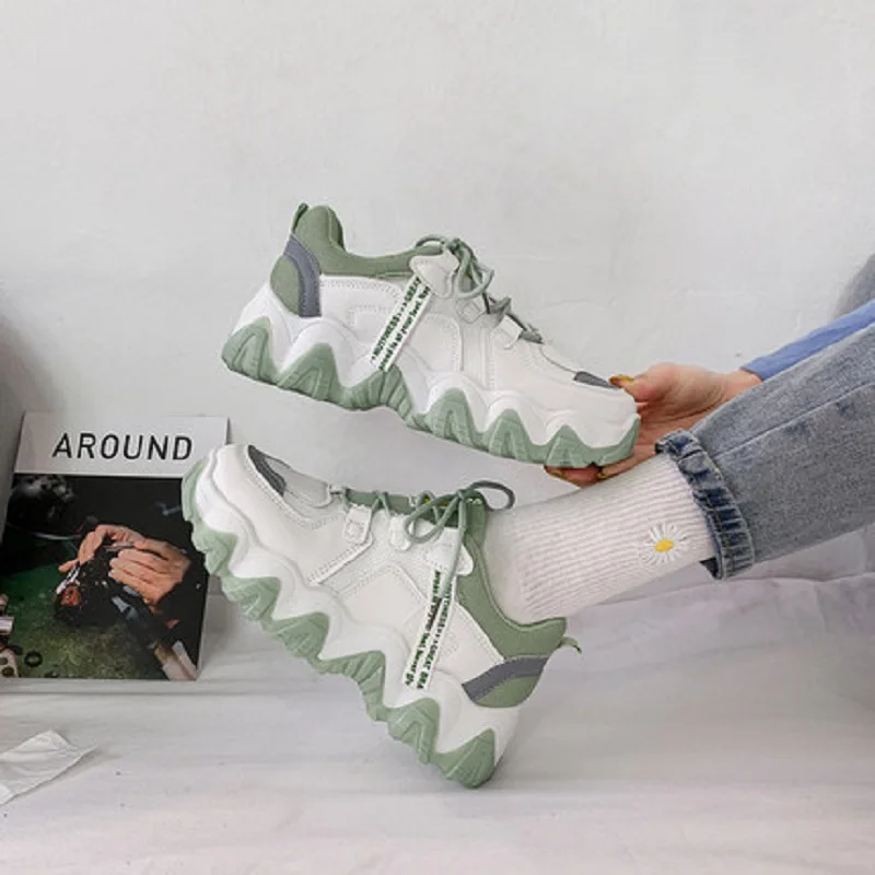 

Fashion Color Matching Platform 5cm Lace Up Ladies Casual Sneakers Spring And Autumn Trend College Style Hot Sale.
