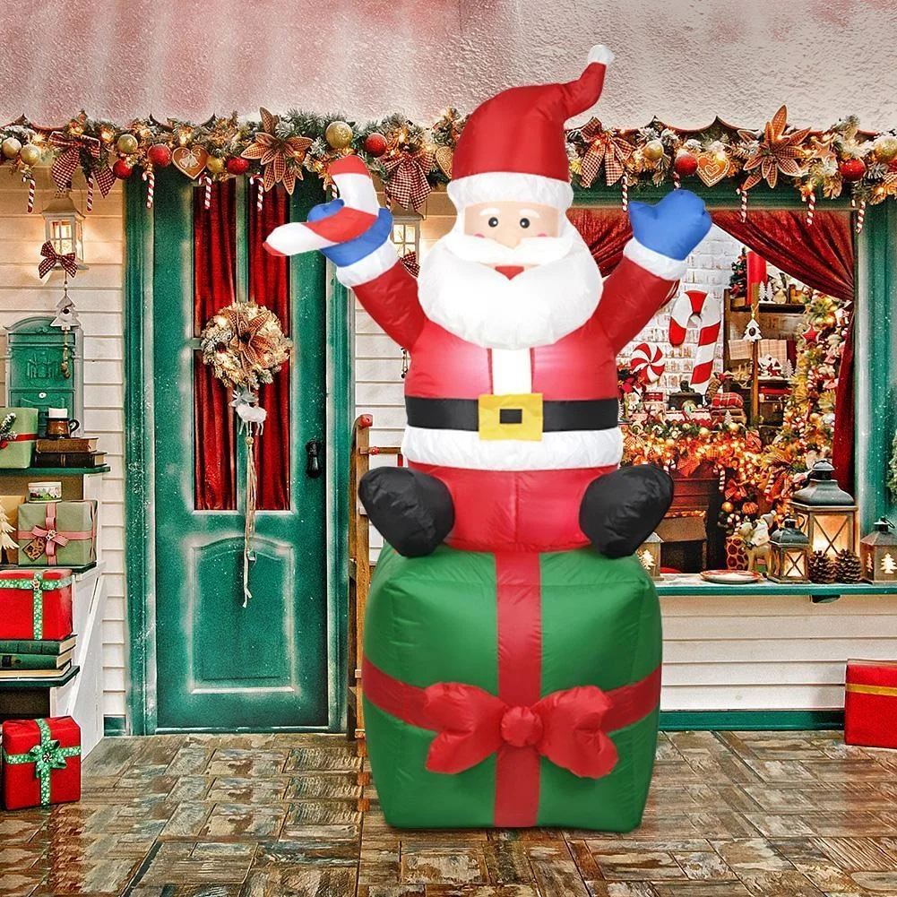 Figura de luz LED inflable de Navidad, Pap&aacute; Noel, hombre de pan de jengibre, pavo, jard&iacute;n al aire libre, fiesta de a&ntilde;o nuevo, decoraci&oacute;n del hogar, 8 pies-0