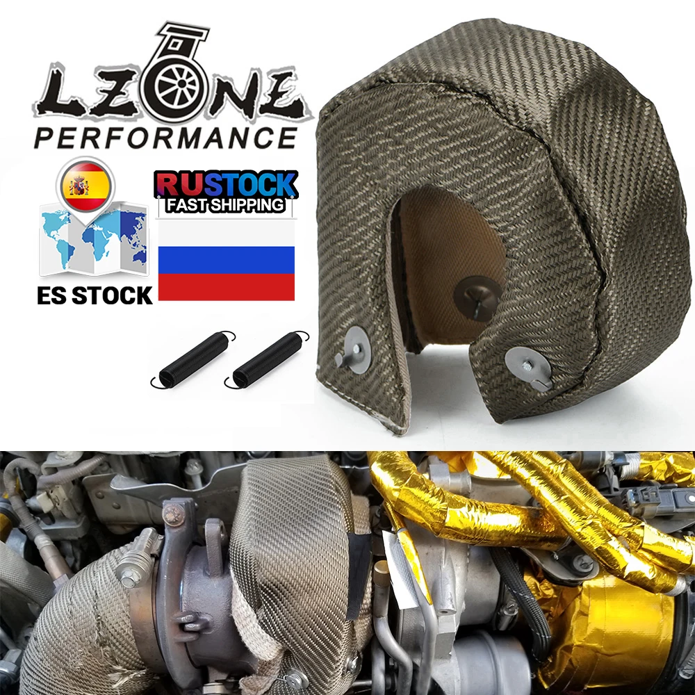 

LZONE - 100% Full TITANIUM turbo heat shield T3 turbo blanket fit : t2 t25 t28 gt28 gt30 gt35 and most t3 turbo JR1303-2T/TBF03