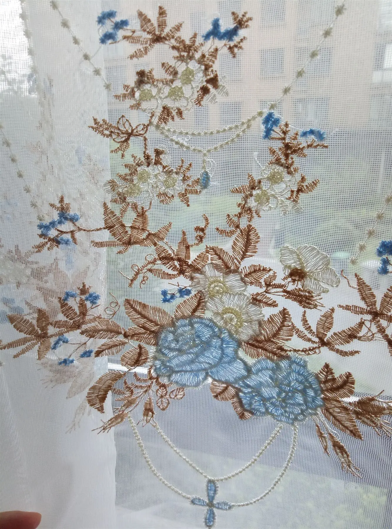 

French Romantic Embroidered Curtain Screen Korean Pastoral Hanging Basket Flower Balcony Living Room Partition Curtain Batch