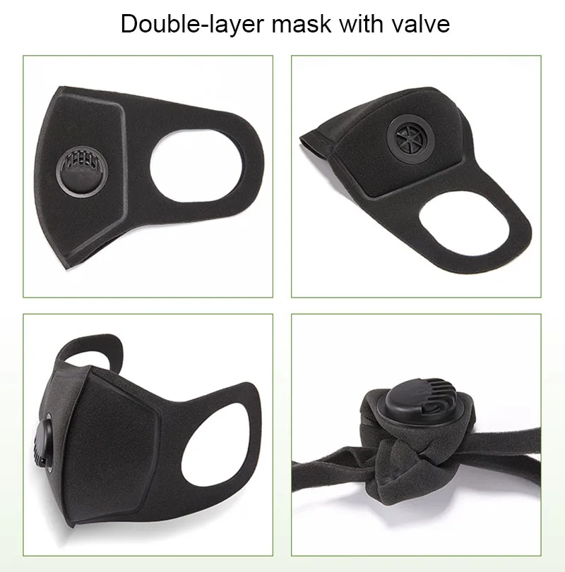 

HOT Black Washed Sponge Adult Mouth Masks Dust-proof Windproof Face Protection Anti-Fog Keep Warm Breathable Party Mask