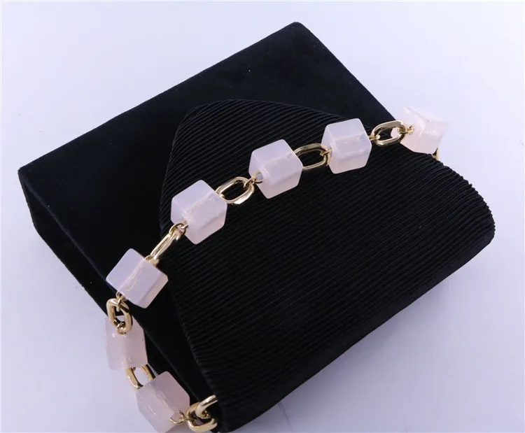 

lump sugar shape square beads bag chain link chain handle