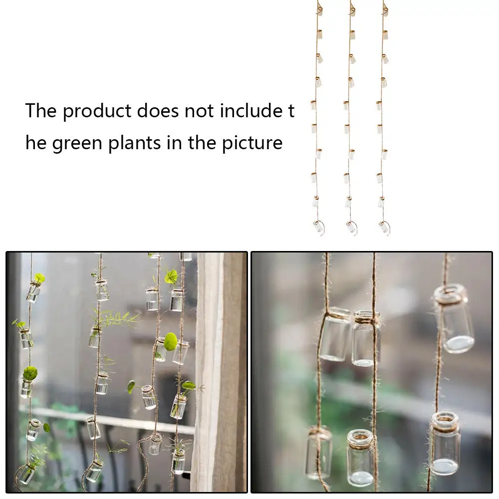

Hanging Glass Bottle String Flower Planter Vase Landscape Healing Ornament Home Decoration Accessories