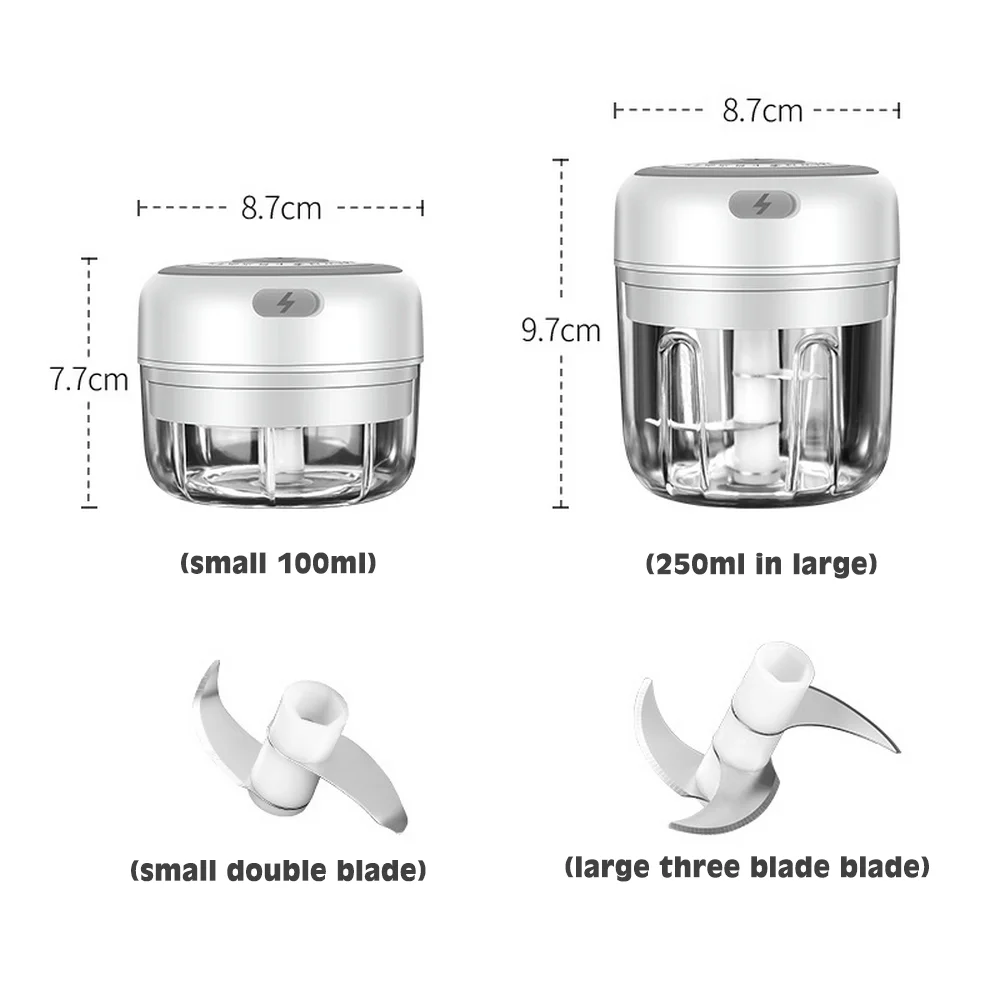 

Electric Kitchen Chopper Garlic Masher Meat Grinder Mini Food Garlic Vegetable Chopper Crusher Rechargeable Food Processor