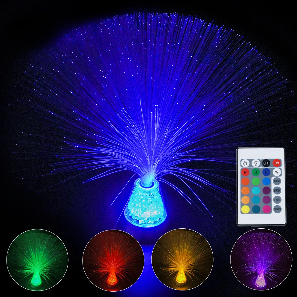 

RF Remote Control Colorful Fiber Optic Lights For Holiday Wedding Party Christmas Home Decoration Atmosphere Lamp