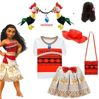 kids girls clothes cosplay princess dress moana children vaiana girls party costume dresses with necklace pet pig chick girl set