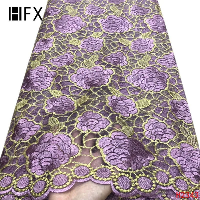 HFX зеленая африканская кружевная ткань 2019 Высококачественная Вышивка Тюль
